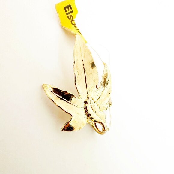 Gold Dipped Real Leaf Pendant Charm Vintage NWT - Picture 2 of 5